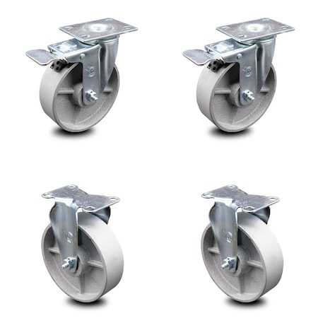 Service Caster 5 Inch Semi Steel Swivel Top Plate Caster Lock Brakes 2 Rigid SCC, 2PK SCC-TTL20S515-SSR-2-R-2